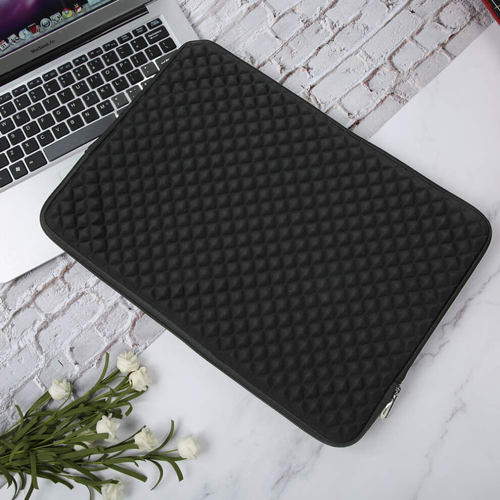 15.6 Inch Textured Laptop Sleeve Case With Zipper For Notebook Protection In - Compatible With Most Models Black 6482260137148