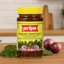 Priya Gongura Onion Pickle – 300g | Authentic Andhra Taste | Spicy & Tangy Sorrel Leaves with Onion Achar