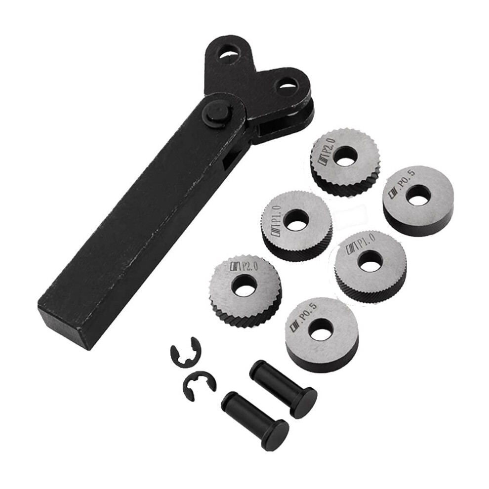 7 Piece High Strength Double Wheel Knurling Tool Set With 0.5Mm, 1.0Mm, 2.0Mm Straight Knurled Wheels For Precision Machining 6447073145827