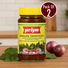 Priya Gongura Onion Pickle – 300g (Pack of 2) | Authentic Andhra Taste | Spicy & Tangy Sorrel Leaves with Onion Achar
