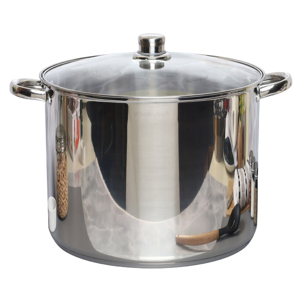 (19 Liter) Buckingham Deep Induction Stock Pot with Clear Glass Lid Stainless Steel Multipurpose Pot for Soups and Stews Cookware Sturdy-image-OPC-PFN9RN6-NEW