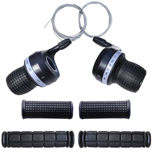 1 Ζεύγος Διακόπτες Ταχυτήτων Ποδήλατου Twist Grip 3X7 Speed DIP Συμβατοί με Shimano