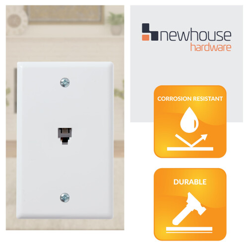 Newhouse Hardware White Surface Phone Jack Plate 1-pakkaus 2