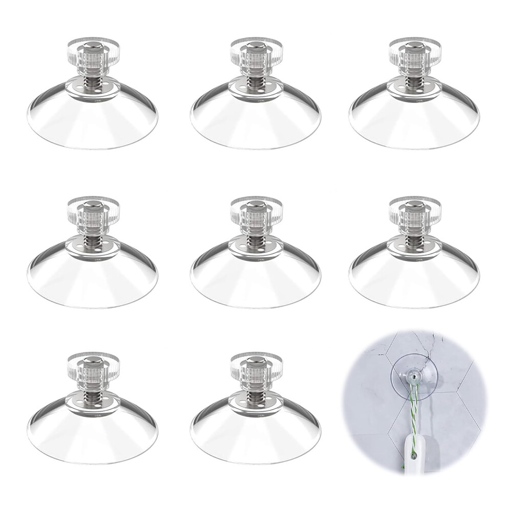 Pack Of 8 Transparent Suction Cups 41Mm With Thread And Nut, Strong Punch-Free Hooks For Windows And Cars 6038364772459