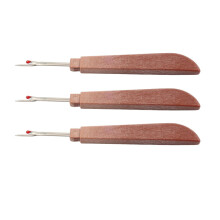 Seam Ripper Tool Set, 3-Piece Stitch Remover with Steel Blades and Brown Plastic Handle
