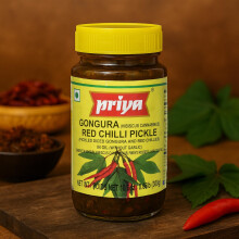 Priya Gongura & Red Chilli Pickle – 300g | Authentic Andhra Taste | Spicy & Tangy Sorrel Leaves with Red Chilli Achar