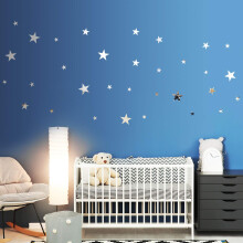 Shappy 32 Pcs Star Mirror Wall Stickers for Bedroom Living Room Decoration DIY Removable Acrylic Mirror Wall Decals for Home Nursery Interior Wallpap