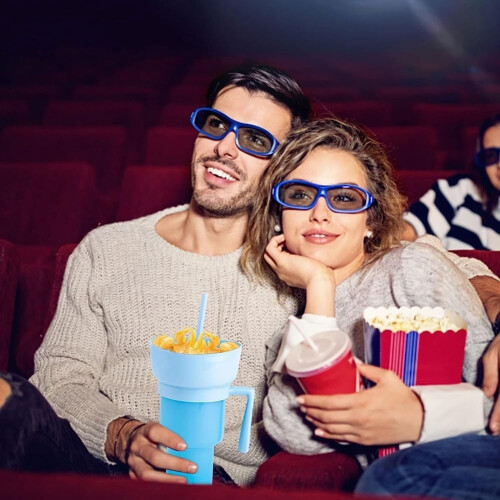 Stadium Cup Popcorn Large Snack Cup 1000ml Multifunctional Blue Plastic Beverage Container 1