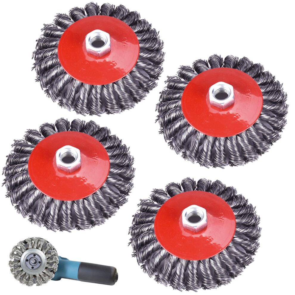 Wire Brush Set For Angle Grinder - Pack Of 4 M14 125Mm Cup And Disc Brushes For Polishing, Descaling, And Deburring 6947110637372