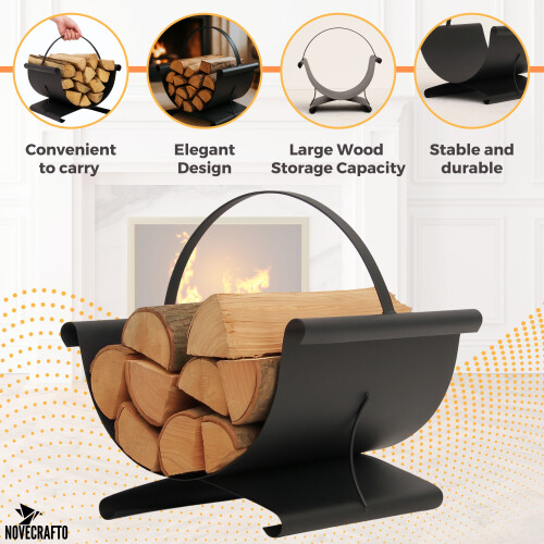Modern Loft Style Metal Log Basket for Fireplaces 1
