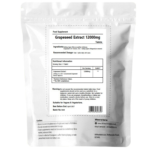Grape Seed 12000mg 120 Tablets High Strength Extract Antioxidant Skin 1