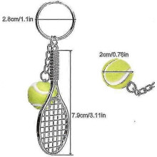 2-pack tennisracket sleutelhanger, creatieve metalen sleutelhanger, sportsleutelhanger, tennisbal sleutelhanger