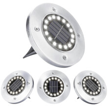 Solare En, 4 pezzi 16 LED Solar Ed da esterno in acciaio da incasso a terra per vialetto, cortile, passerella