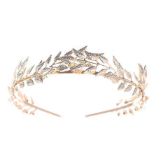Eleganter Haarreif aus goldener Krone und Blattlegierung – langlebiges, glänzendes Stirnband für Hochzeiten,