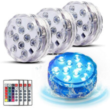 Submersible LED Lights, 4 Packs Waterproof Underwater Lights with Remote Control, Hot Tub Lights, Party