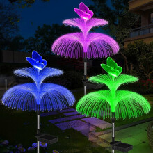 Sun Garden Lights Sun Outdoor Lights Decorative 7 Color Double Jellyfish and Butterfly Lights