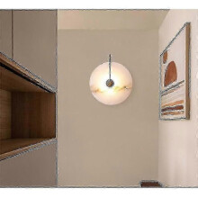 (asta nera-marmo 16 cm) Applique a LED con decoro in marmo spagnolo naturale, lampada da parete moderna