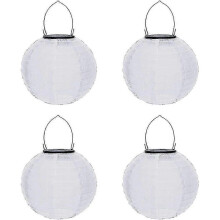 (white)Solar Powered Outdoor Hanging Lanterns IP55 Waterproof LED Party Lights (4 Pack)