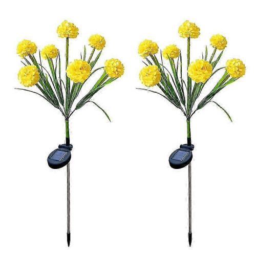 (Yellow)Outdoor LED 7 Solar Simulation Flower Lights, 2 Pack 2025