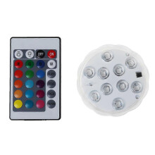 Submersible LED Light With Remote Controller Waterproof RGB Multi-color 10-LED L