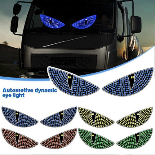 (2pcs Blue)2pcs blue (D) $ new cross-border car dynamic eye lights devil eye LED decorative lights expression 1