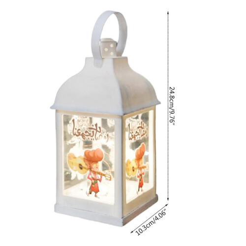 (3)Ramadan Mubarak Decorative Wind Lantern with Handle Eid Crafts Night Light Plastic Lamp Ornaments 2