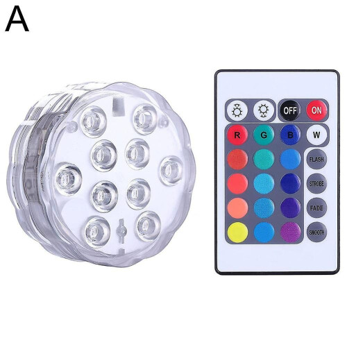 (1PCS)Submersible LED Lights RGB Multicolor Changing Waterproof Lamp & Remote Control