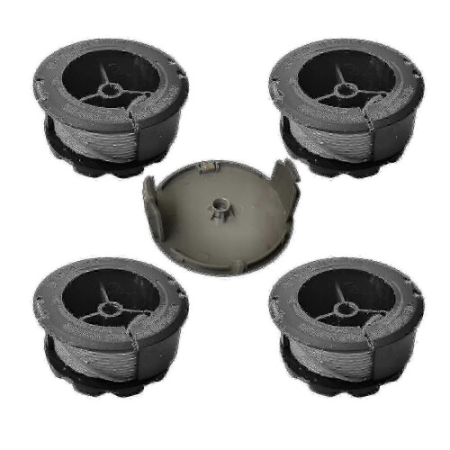(4 spools 1 cap)4 Spools 1 Cap Bosch F016800570 Replacement Trimmer Spool For Bosch Universal Grasscut