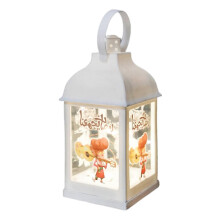 (6)Ramadan Mubarak Decorative Wind Lantern with Handle Eid Crafts Night Light Plastic Lamp Ornaments