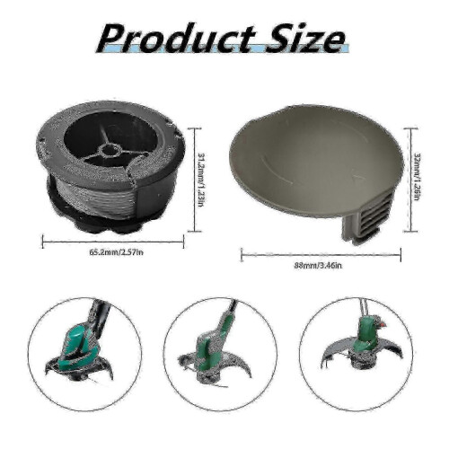 (4 spools 1 cap)4 Spools 1 Cap Bosch F016800570 Replacement Trimmer Spool For Bosch Universal Grasscut 1