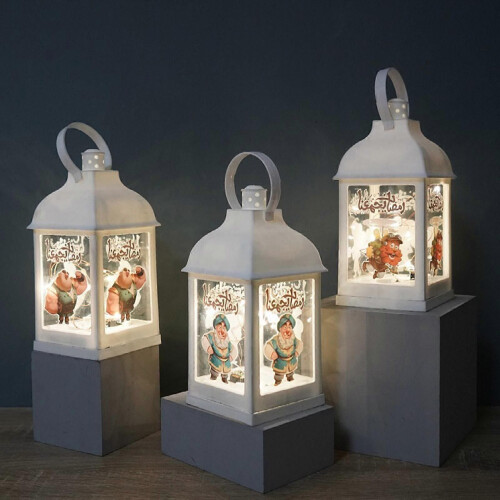 (6)Ramadan Mubarak Decorative Wind Lantern with Handle Eid Crafts Night Light Plastic Lamp Ornaments 1