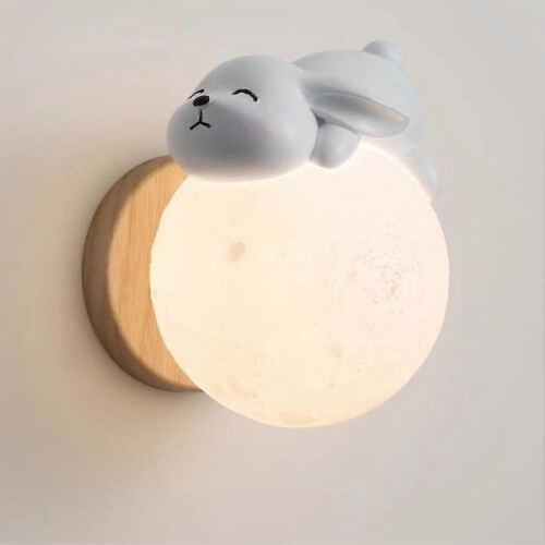 (Modello Coniglio - Bianco) Lampada da parete moderna a LED cablata dimmerabile per camera da letto 1