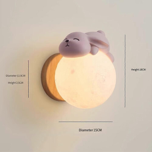 (Modello Coniglio - Rosa) Lampada da parete moderna a LED cablata dimmerabile per camera da letto dei 2