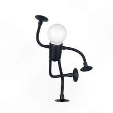 (black)Adjustable Shape Sportsman LED Night Light with Vacuum Adhesion and Button Battery Power