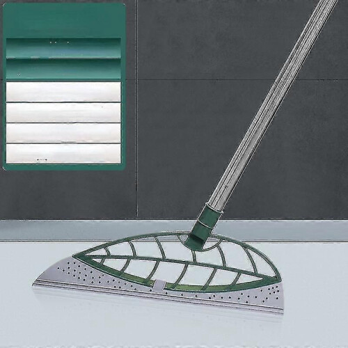 (Green)Multifunction Magic Broom, 2-in-1 Sweeper, Rubber Squeegee Broom For Floor, Scraping Silicone