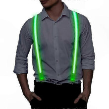 (green)Glowing LED Suspenders for Parties and Events with Light-Up Feature
