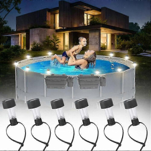 (White light)6 Pcs Solar Framed Pool Light, Pool Enclosure Lighting for Above Ground Pool 2