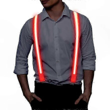 (red)Glowing LED Suspenders for Parties and Events with Light-Up Feature