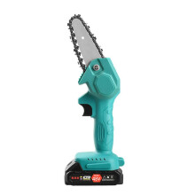 (EU Plug-Green)Handheld Mini Chainsaw for Wood Cutting and One-Hand Chainsaw Rechargeable Saw Garden