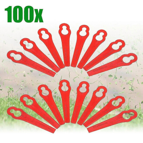 (red)100pcs Plastic Blade Set Cutter Replace For Cordless Grass Trimmer Strimmer 2