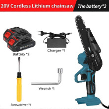 (2.0AH 2 Battery)6 Inch 1200W Electric Chain Saw Cordless Mini Handheld Pruning Saw Wood Cutter Garden