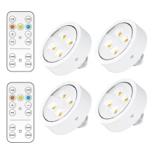 (4pcs)Battery Operated Light Bulbs With Remote, Battery Powered Led Puck Lights With E26 Screw In, Aa
