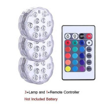 (3lamp 1remote)10 Led Remote Controlled Submersible Light Battery Operated Rgb Underwater Lamp For Outdoor