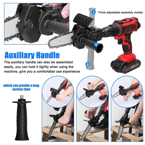 (Set B)4/6 Inch Electric Drill Modified To Electric Chainsaw adapter Tool Portable Conversion Head Kits 2