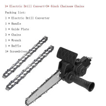 (Schwarzes Set 1) 6-Zoll-Bohrmaschine, modifiziert für elektrische Kettensägen, Werkzeugaufsatz, Zubehör