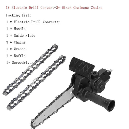 (Black Set 1)6Inch Electric Drill Modified To Electric Chainsaw Tool Attachment Electric Chainsaws Accessory