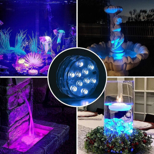 (8pcs light 2 control)Submersible LED Lights, Waterproof Underwater Lights with Remote Control, Bath 1