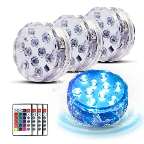 (8pcs light 2 control)Submersible LED Lights, Waterproof Underwater Lights with Remote Control, Bath