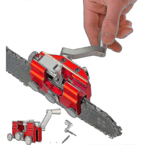 (Red)Portable Manual Chainsaw Chain Sharpener Crank High Quality