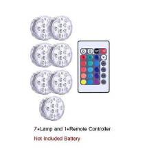 (7lamp 1remote)10 Led Remote Controlled Submersible Light Battery Operated Rgb Underwater Lamp For Outdoor
